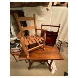 Wooden Childï¿½s Rocking Chair and Magazine Rack