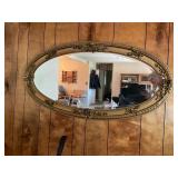 Oval Wall Mirror with Floral Gilt Frame