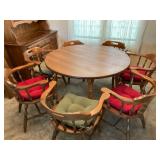 Round Extendable Table and 7 Chairs Set
