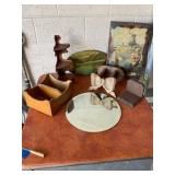 Rustic Wall Plaques, Mirror, Small Wood Shelf and