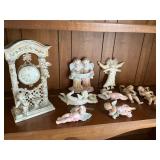 Angel Figurines and Decorative Mantel Clock