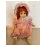 Red Haired Composition Doll in Pink Dress