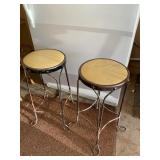 Wrought Iron Stools with Wood Tops