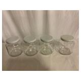 4 Clear Glass Jars with Lids