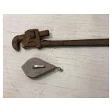 Pipe Wrench and Strait-Line Chalk Reel