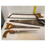 Four Hand Saws with Wood Handles