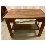 Rustic Wood Table with Lower Shelf