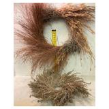 Two Decorative Dried Grass Wreaths
