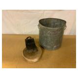 Galvanized Metal Bucket and Wooden Pulley