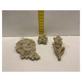 Three Clay Garden Whimsical Wall Plaques