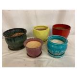5 Assorted Ceramic Flower Pots