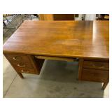 Wood Desk with Brass Hardware and Drawers
