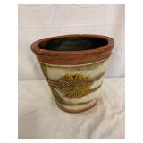 Terracotta Planter with Floral Design