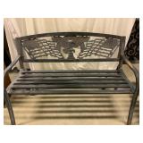 Metal Bench With Eagle and Flag Design