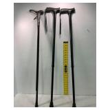 Three Metal Walking Canes with Handles