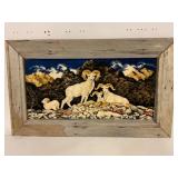Framed Woven Textile of Big Horn Sheep