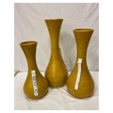 3 Yellow Ceramic Vases