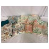 Printed Fabric, Seashell & Flamingo Motifs