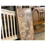 White Crib Frame, Faux Marble Panel, and Wooden He