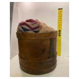 Wooden Bucket with Three Blankets