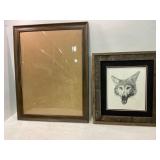 Framed Wolf Drawing and Empty Frame