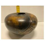 Round Ceramic Vase with Incised Design