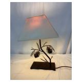 Rustic Table Lamp with Pinecone Accents