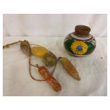 Painted Ceramic Pot and Vegetable Rope