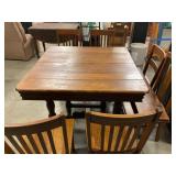 Vintage 42-Inch Square Oak Dining Table