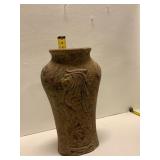 Terracotta Vase with Carved Mythical Motif