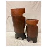 Two Reddish-Brown Ceramic Vases