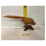 Carved Wood Bird Sculpture with Base