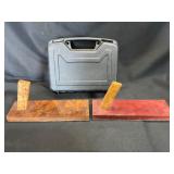 Two Wood Pistol Holders with Case
