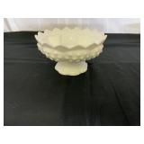 VTG Fenton Hobnail Milk Glass Candle Bowl