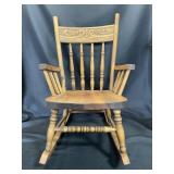 VTG Solid Wood Childs Hand Carved Rocker