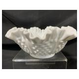 VTG Fenton Hobnail Ruffled Edge Bowl