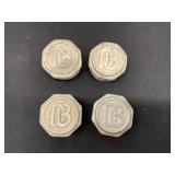 Four Antique Dodge Brothers Aluminum Hubcaps