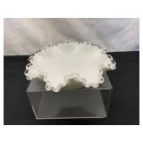VTG Fenton Milk Glass Silver Crest Candy Dish
