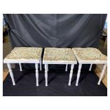 Set of 3 Hand Painted Wooden Mosaic Top Tables