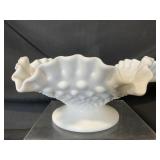 VTG Fenton Hobnail Ruffled Edge Candy Dish