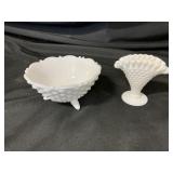 2 VTG Hobnail Milk Glass Pieces, One is Fenton