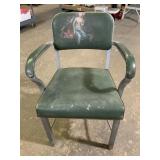 Metal/Green Vinyl Chair with Painted Naked Lady