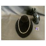 Faux Turquoise Ring, Chain Necklace & Pin