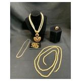 Gold-Tone Jewelry with Faux Pearls