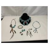 Faux Turquoise and Silver Jewelry Collection
