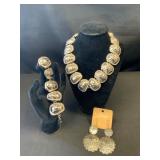 Silver-Tone Necklace, Bracelet and Earrings