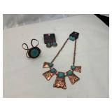 Copper and Faux Turquoise Jewelry Set