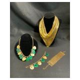 Gold-Tone and Green Jewelry Set