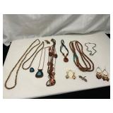 Jewelry Lot: Necklaces, Earrings, Pin