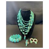 Turquoise Jewelry Set with Necklace, Ring, Bracele